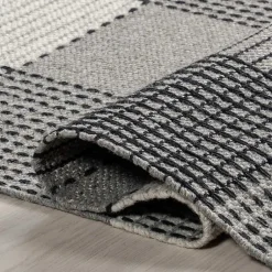 Kirklands Home Plaid Emily Henderson x RugsUSA Runner, 2x8 Gray Online