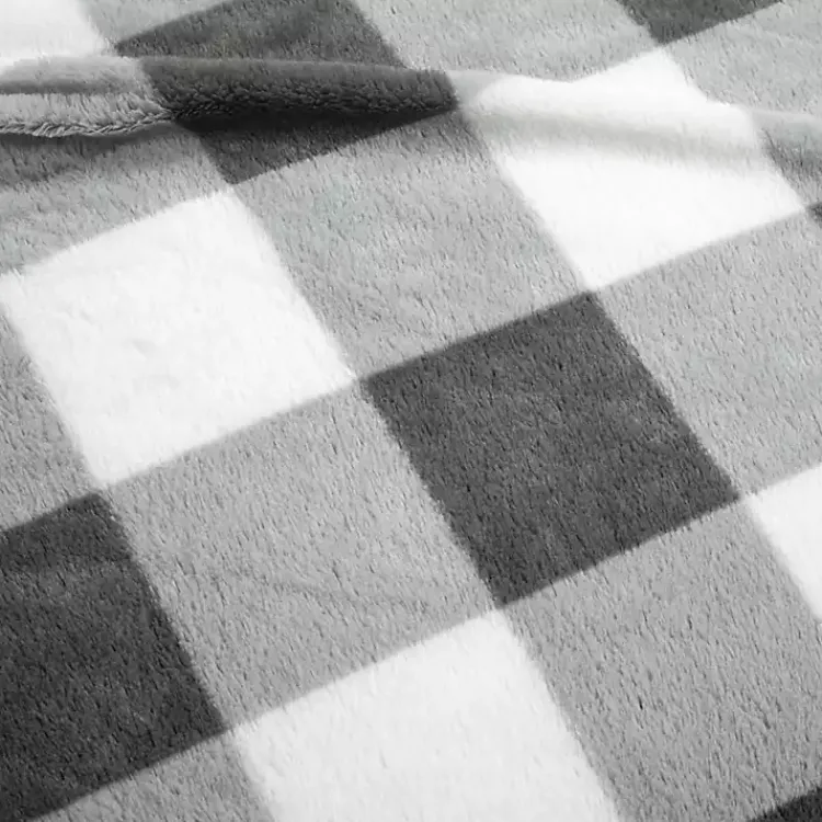 Kirklands Home Gray Plaid Faux Fur 3-pc. Full/Queen Comforter Set Discount
