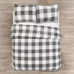 Kirklands Home Gray Plaid Faux Fur 3-pc. King Comforter Set Sale
