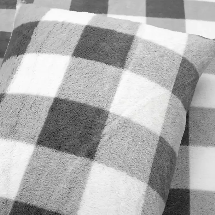 Kirklands Home Gray Plaid Faux Fur 3-pc. King Comforter Set Sale