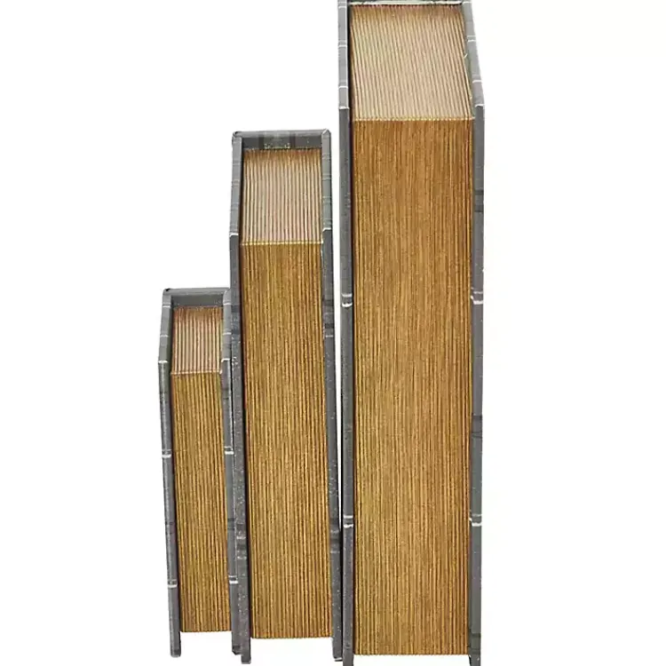Baskets & Boxes>Kirklands Home Plaid Faux Leather Book Boxes, Set of 3 Gray