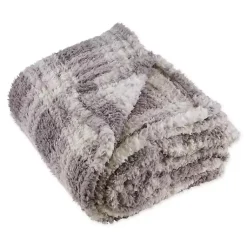 Blankets & Throws>Kirklands Home Plaid Plush Throw Gray