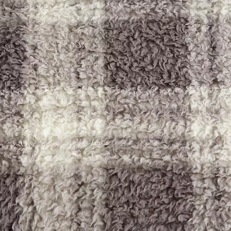 Blankets & Throws>Kirklands Home Plaid Plush Throw Gray