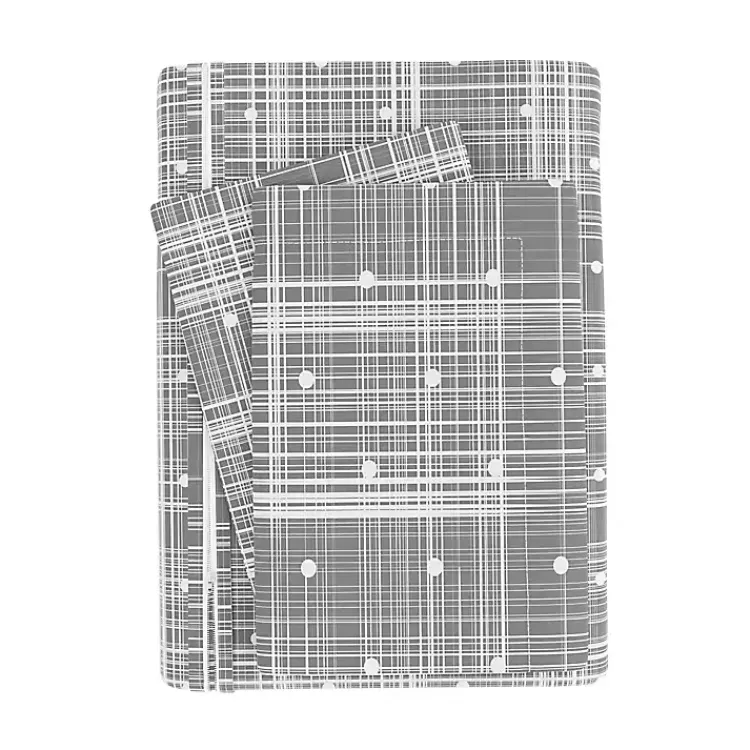 Kirklands Home Plaid Polka Dot 2-pc. Twin Duvet Cover Set Gray Outlet
