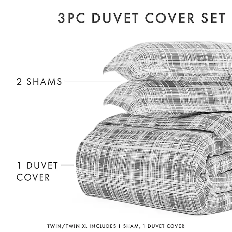 Kirklands Home Plaid Polka Dot 2-pc. Twin Duvet Cover Set Gray Outlet