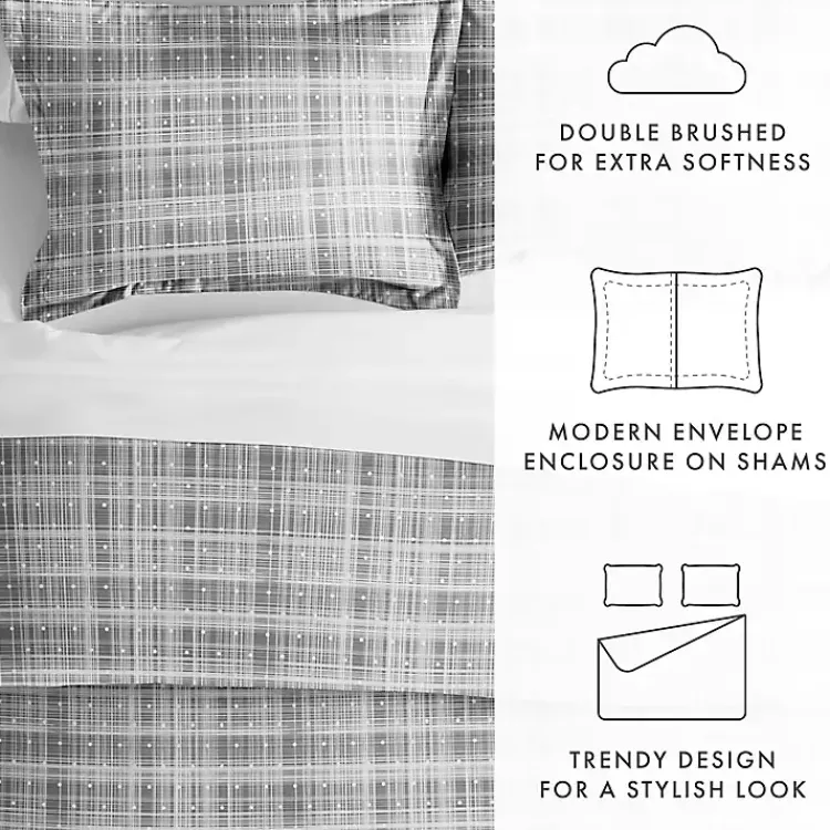 Kirklands Home Plaid Polka Dot 2-pc. Twin Duvet Cover Set Gray Outlet