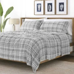 Kirklands Home Plaid Polka Dot 3-pc. Twin Sheet Set Gray