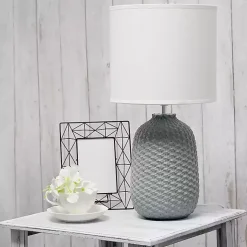 Kirklands Home Purled Ceramic Table Lamp Gray Clearance