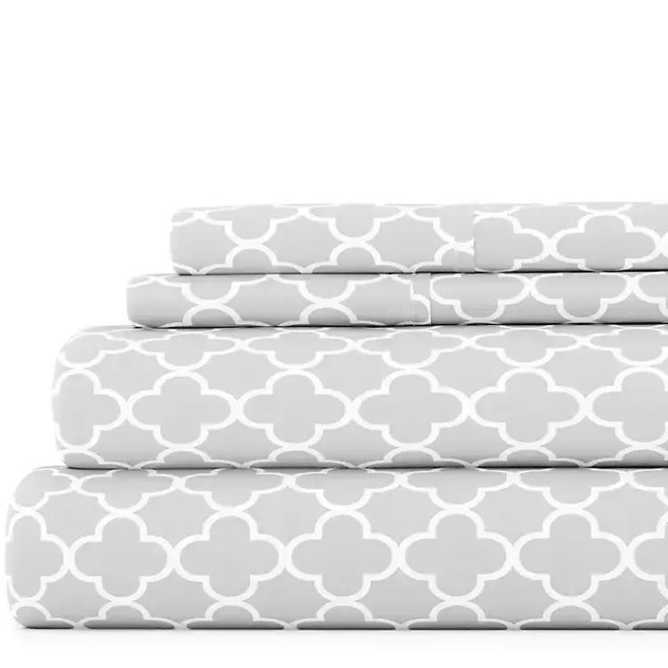 Kirklands Home Quatrefoil 4-pc. King Sheet Set Gray Hot