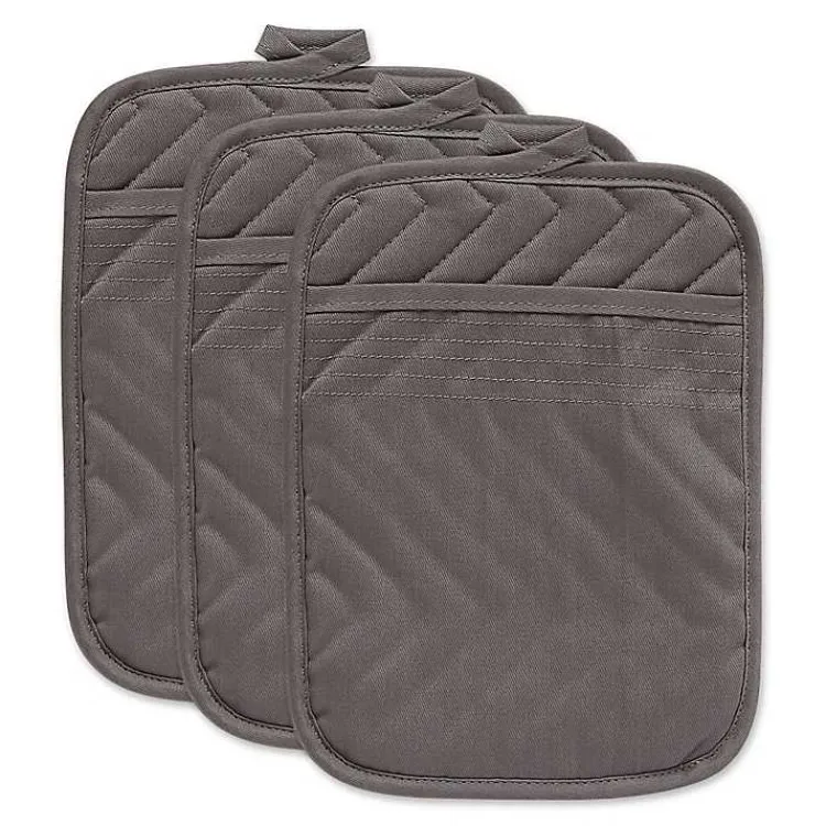 Kirklands Home Quilted 3-pc. Potholder Set Gray Clearance