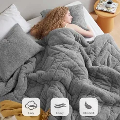 Kirklands Home Quilted Teddy 3-pc. King Comforter Set Gray Sale