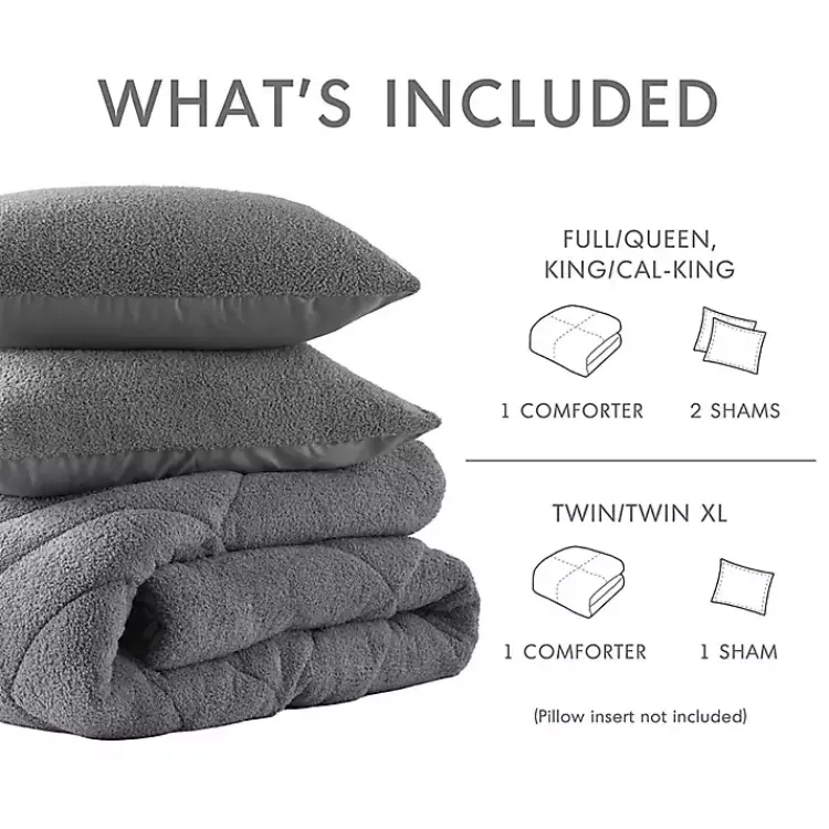 Kirklands Home Quilted Teddy 3-pc. King Comforter Set Gray Sale