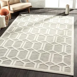 Kirklands Home Gray Raised Honeycomb Indoor/Outdoor Area Rug, 7x9 Outlet