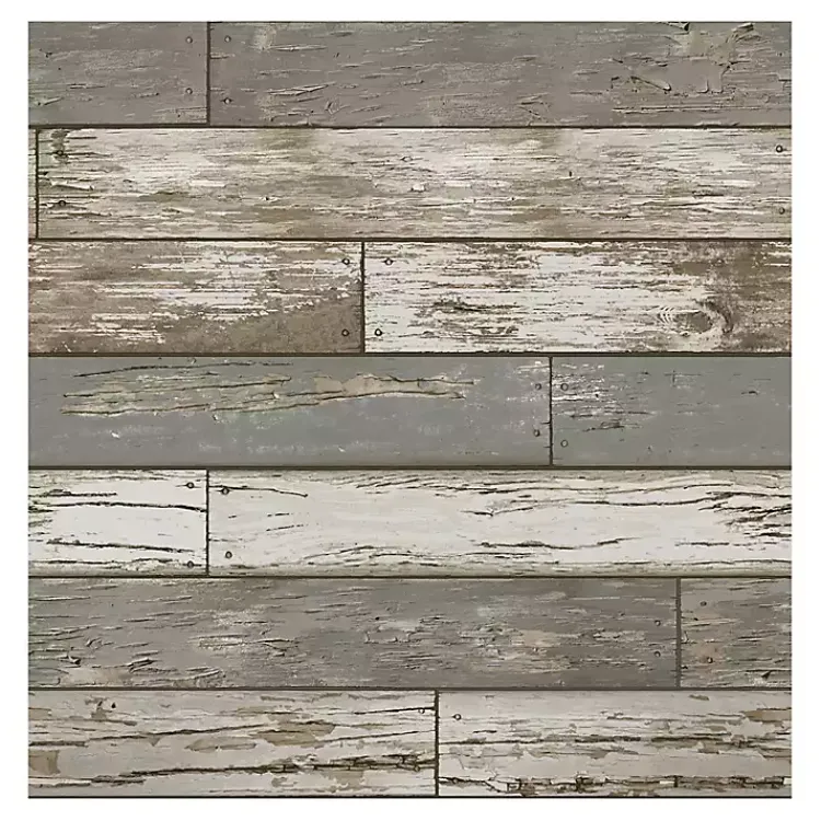 Kirklands Home Gray Reclaimed Wood Peel & Stick Wallpaper Best