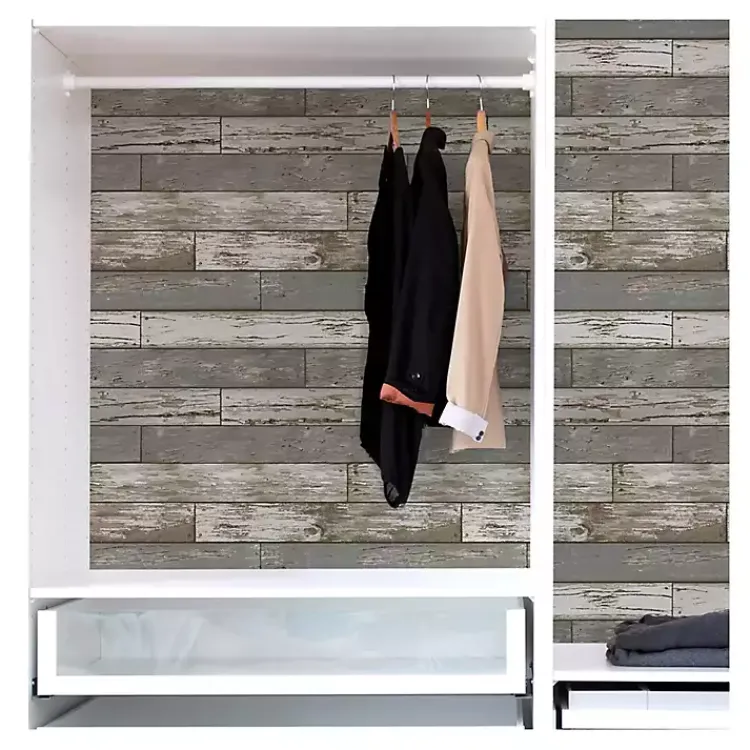 Kirklands Home Gray Reclaimed Wood Peel & Stick Wallpaper Best