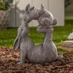 Easter Decorations>Kirklands Home Resin Baby Bunny Kissing Statue Gray