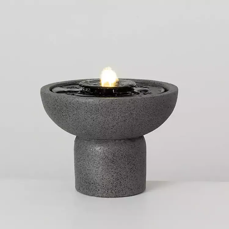 Kirklands Home Resin Pedestal Outdoor Fountain, 8 in. Gray Hot