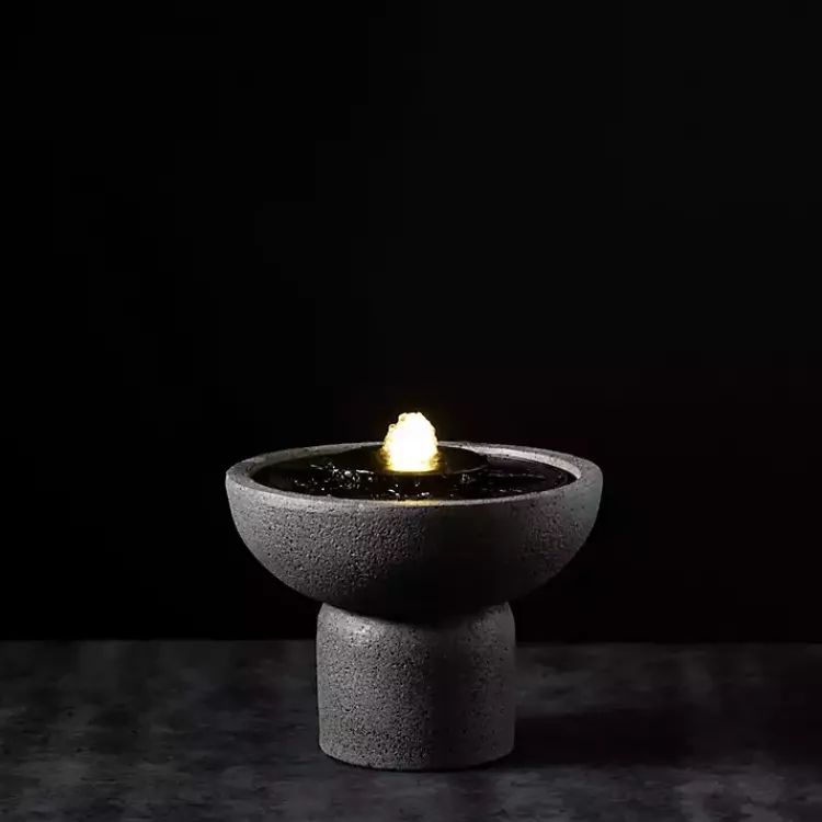 Kirklands Home Resin Pedestal Outdoor Fountain, 8 in. Gray Hot