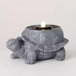 Kirklands Home Resin Tortoise Outdoor Fountain Gray
