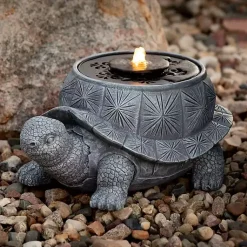 Kirklands Home Resin Tortoise Outdoor Fountain Gray