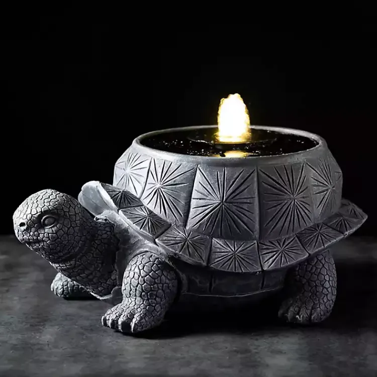 Kirklands Home Resin Tortoise Outdoor Fountain Gray