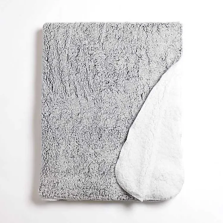 Blankets & Throws>Kirklands Home Reversible Sherpa Throw Gray