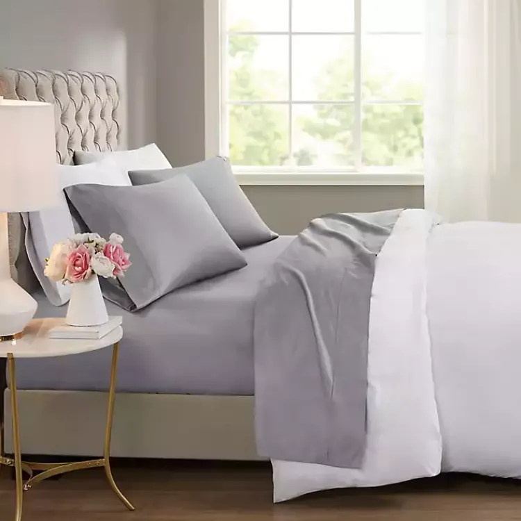 Kirklands Home Rich Cooling Cotton Queen Sheet Set Gray Hot
