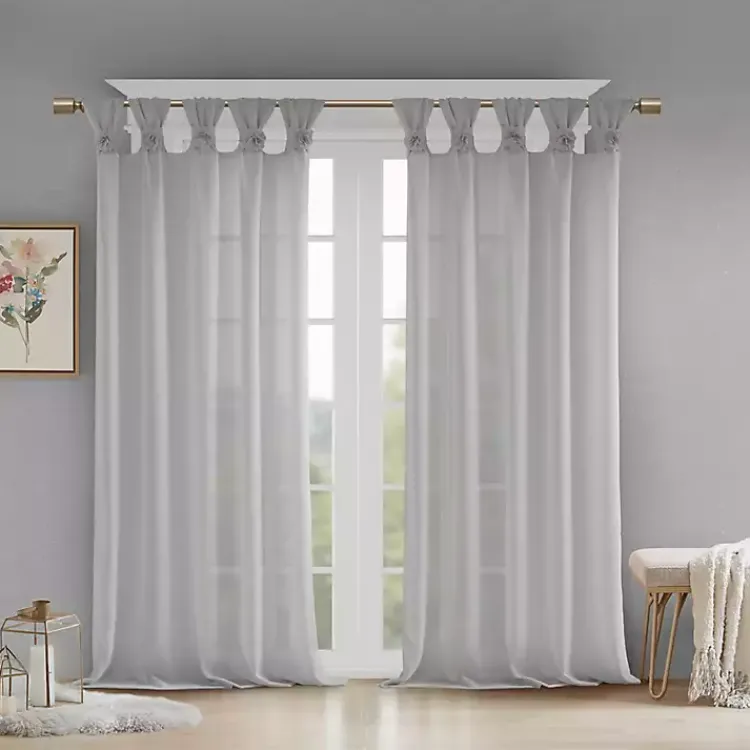 Kirklands Home Rosette Tab Top Curtain Panel, 63 in. Gray Hot