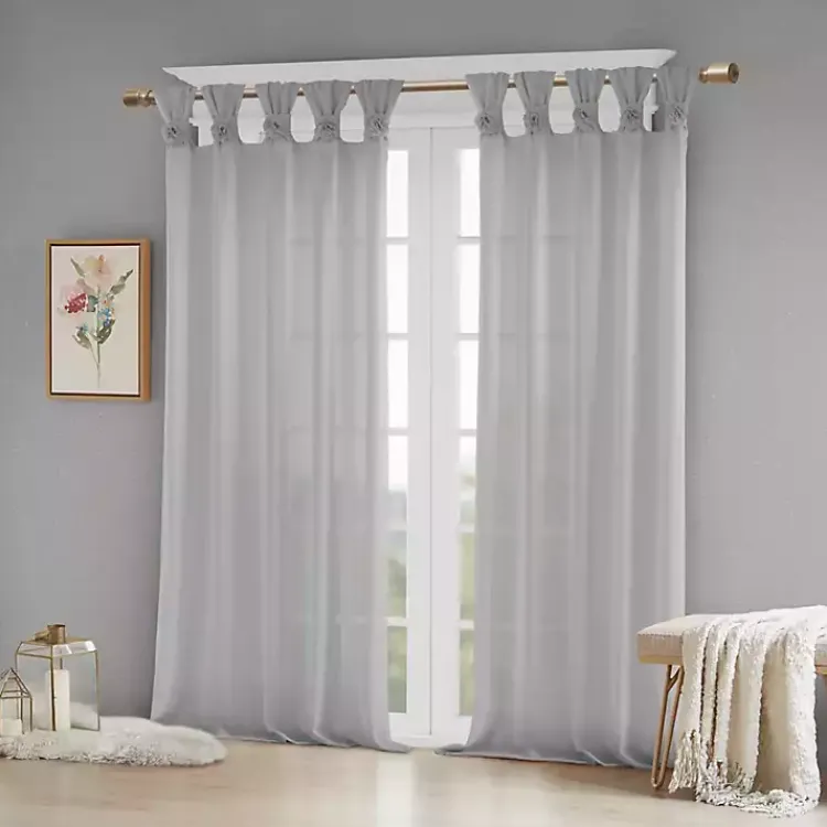 Kirklands Home Gray Rosette Tab Top Curtain Panel, 84 in. Grayr New