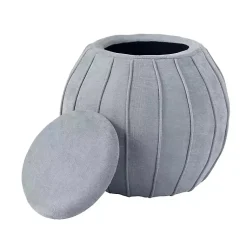 Kirklands Home Rounded Oval Storage Ottoman Gray Outlet