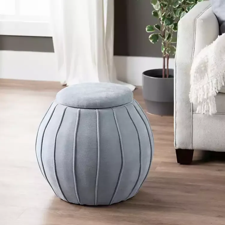 Kirklands Home Rounded Oval Storage Ottoman Gray Outlet