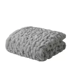 Blankets & Throws>Kirklands Home Ruched Faux Fur Throw Gray