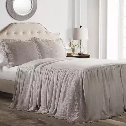 Kirklands Home Ruffle Skirt 3-pc. King Comforter Set Gray Outlet