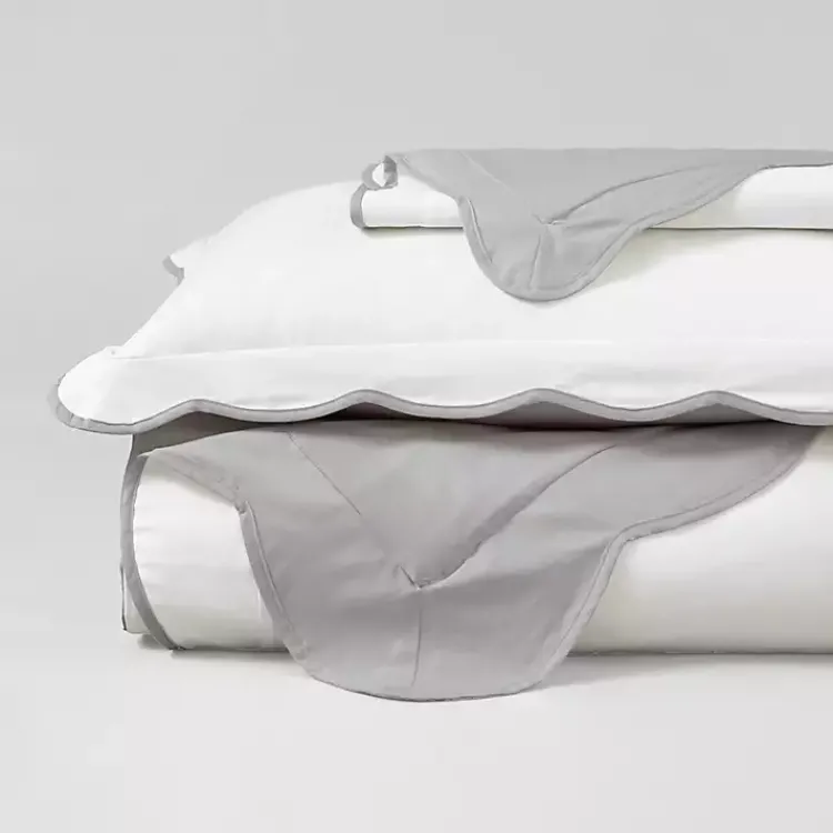 Kirklands Home Gray Scallop Edge 3-pc. Full/Queen Duvet Cover Set Sale