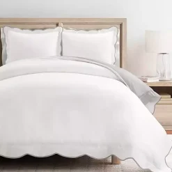 Kirklands Home Gray Scallop Edge 3-pc. King Duvet Cover Set Outlet