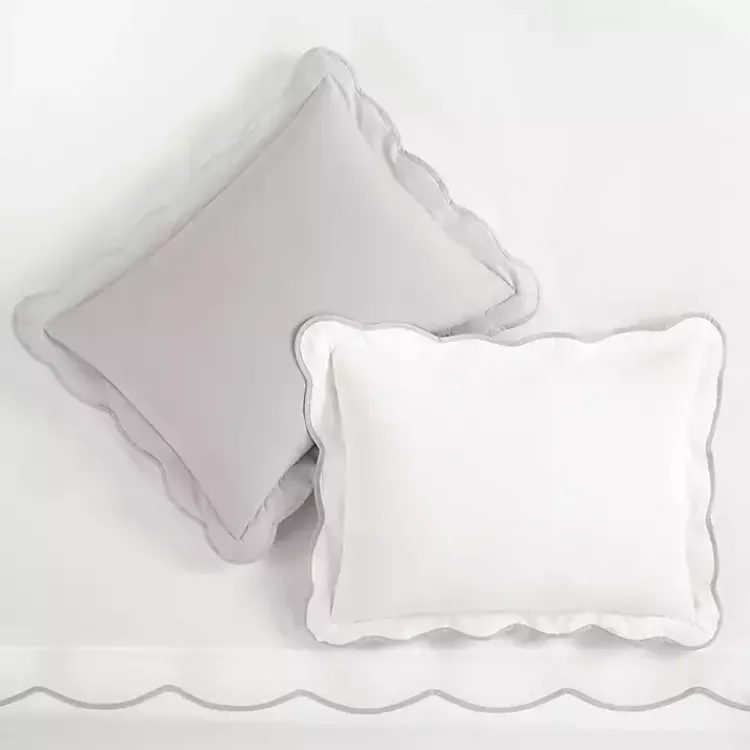 Kirklands Home Gray Scallop Edge 3-pc. King Duvet Cover Set Outlet