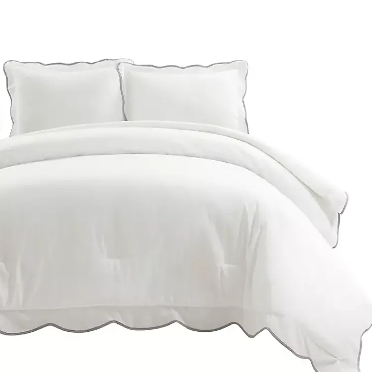 Kirklands Home Gray Scalloped Edge 3-pc. King Comforter Set Clearance