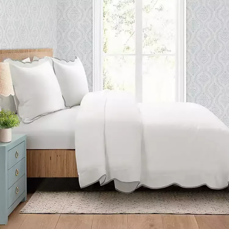 Kirklands Home Gray Scalloped Edge 3-pc. King Comforter Set Clearance