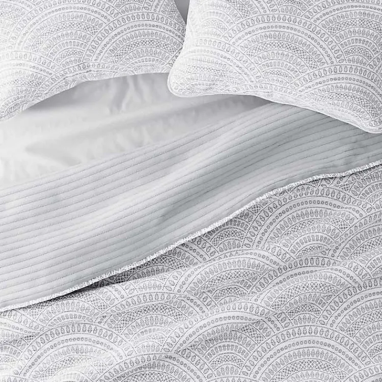 Kirklands Home Gray Scalloped Reversible 3-pc. King Quilt Set