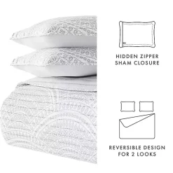 Kirklands Home Gray Scalloped Reversible 3-pc. King Quilt Set