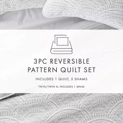 Kirklands Home Gray Scalloped Reversible 3-pc. King Quilt Set