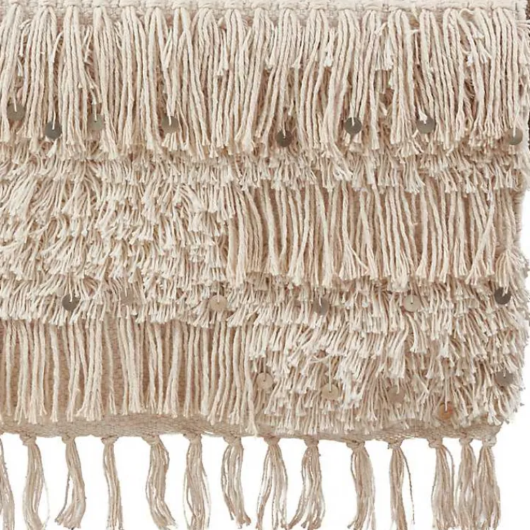 Kirklands Home Gray Sequin Fringe Cotton Table Runner