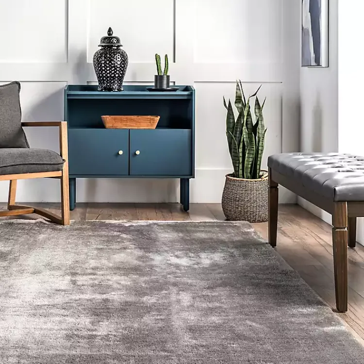 Kirklands Home Shag Washable Area Rug, 6x9 Gray Outlet