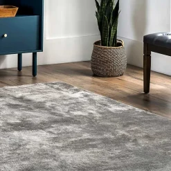 Kirklands Home Shag Washable Area Rug, 6x9 Gray Outlet