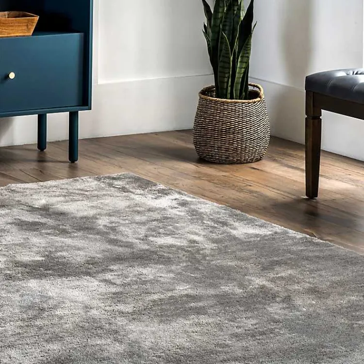 Kirklands Home Shag Washable Area Rug, 6x9 Gray Outlet