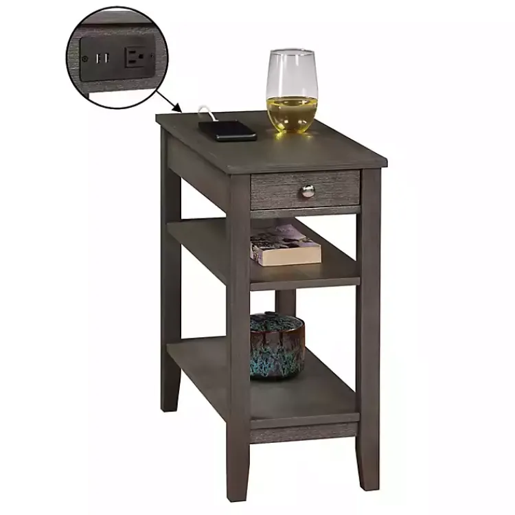 Kirklands Home 2-Shelf Charging Accent Table Gray Best