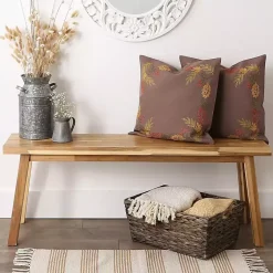 Fall>Kirklands Home Gray Shimmer Leaves 2-pc. Harvest Pillow Cover Set