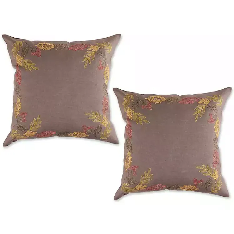 Fall>Kirklands Home Gray Shimmer Leaves 2-pc. Harvest Pillow Cover Set