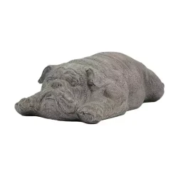 Kirklands Home Sleeping Bulldog Outdoor Statue Gray Clearance