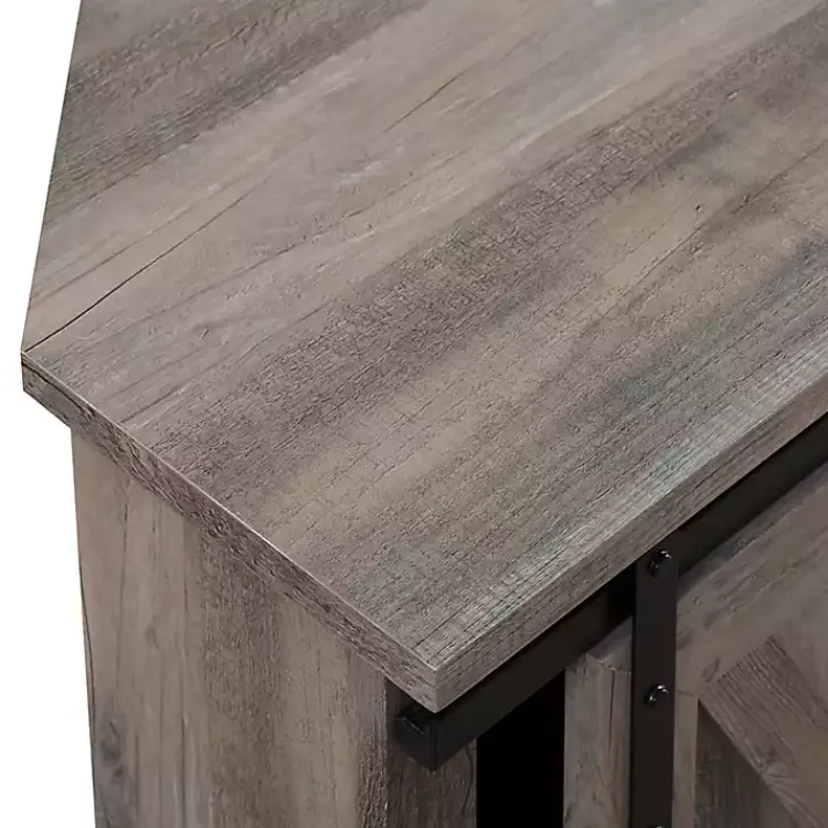 Kirklands Home Sliding Barn Doors Corner TV Stand Gray Best
